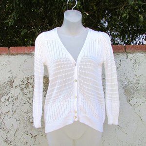 Studio M white cotton blend summer cardigan M